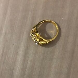 Gold and Silver Women's Ring with Crystal Accents